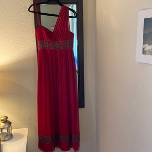 One shoulder evening gown